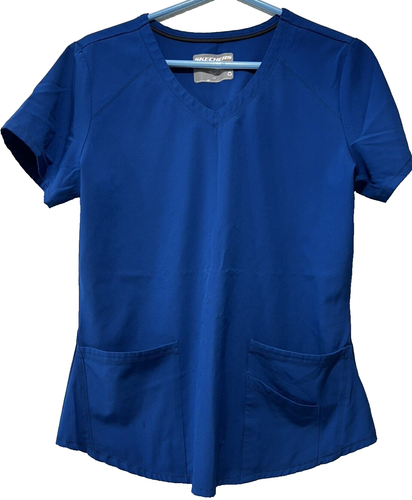 Skechers Barco Royal Blue Scrub Top w/ Front Pockets Women's Size Medium