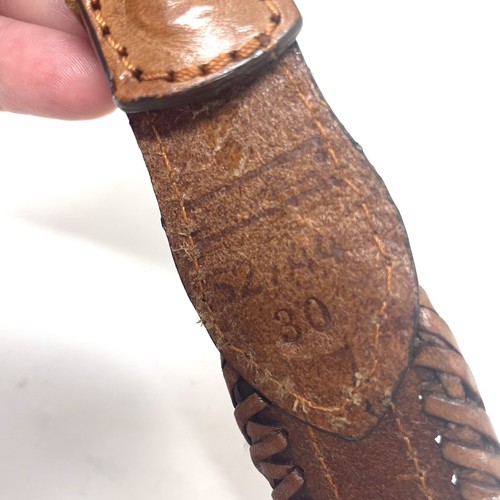 Southwest Beaded Inlay Natural Leather Belt Size 30 Womens Vintage 1991 Stamped - Picture 6 of 8