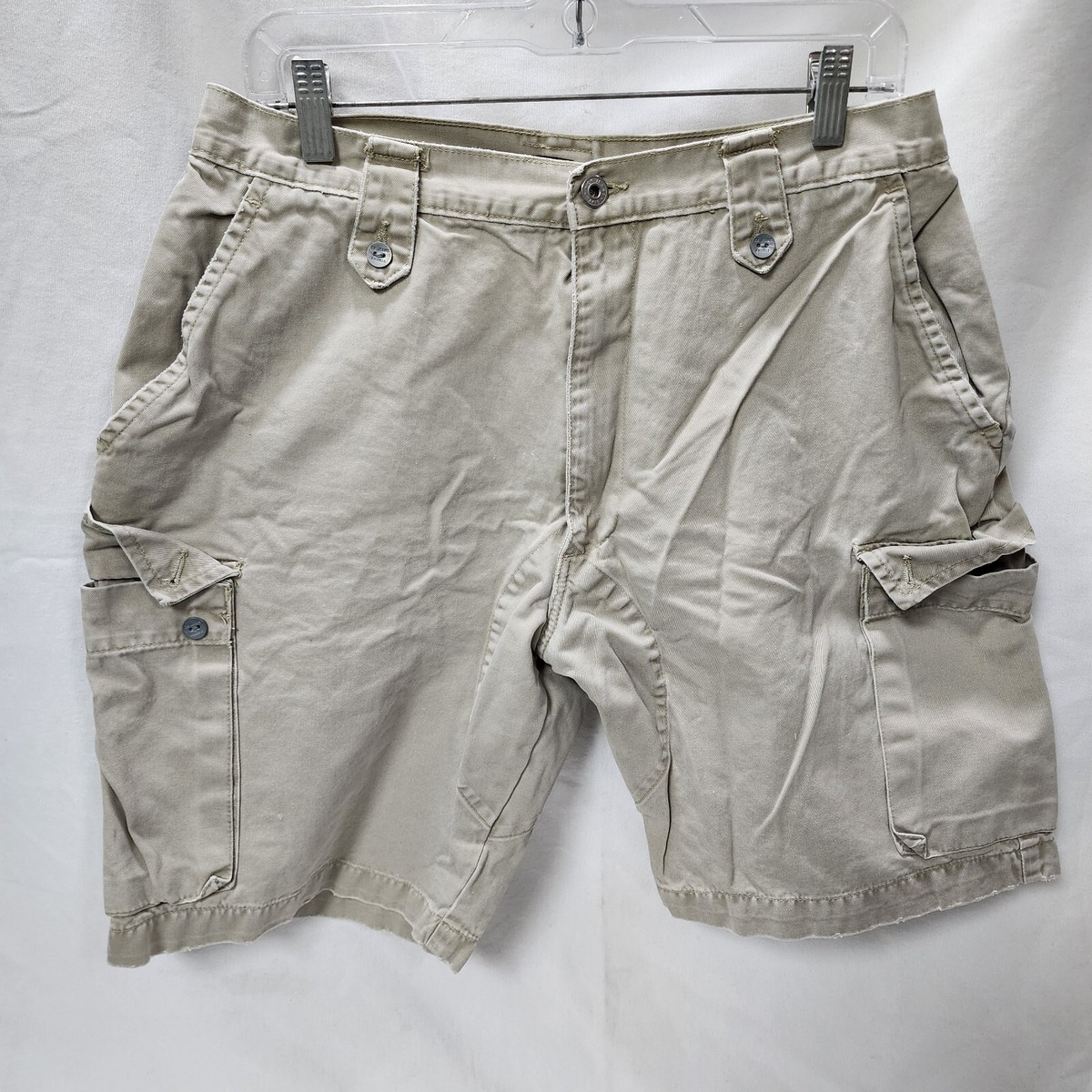 Calvin Klein Men's Vintage 6-Pocket Cargo Short, Khaki, 33