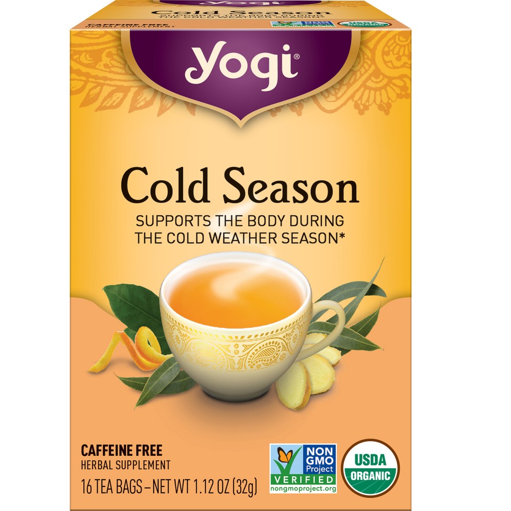 Yogi Tea - Cold Season (4 Pack) - Caffeine Free - 64 Organic Herbal Tea Bags