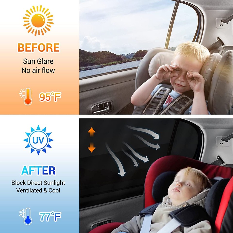 4-Pack Magnetic Mesh Car Window Sun Shades – Blocks UV, Bugs & Prying Eyes For SUVs, Sedans & Minivans 3 thumbnail image
