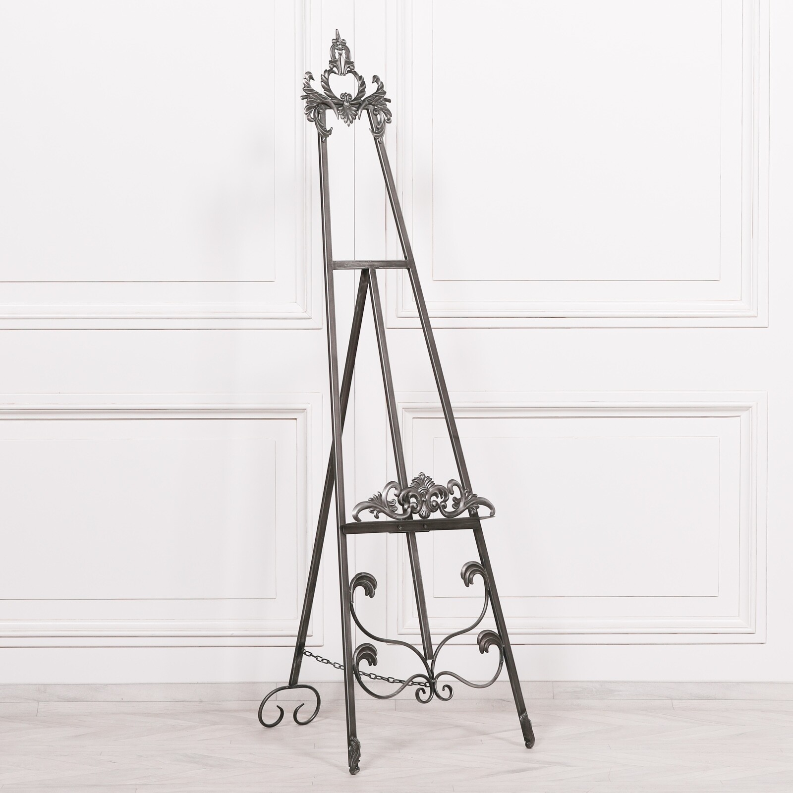 French Tall Antiqued Silver Freestanding Metal Easel Wedding Display 165cm