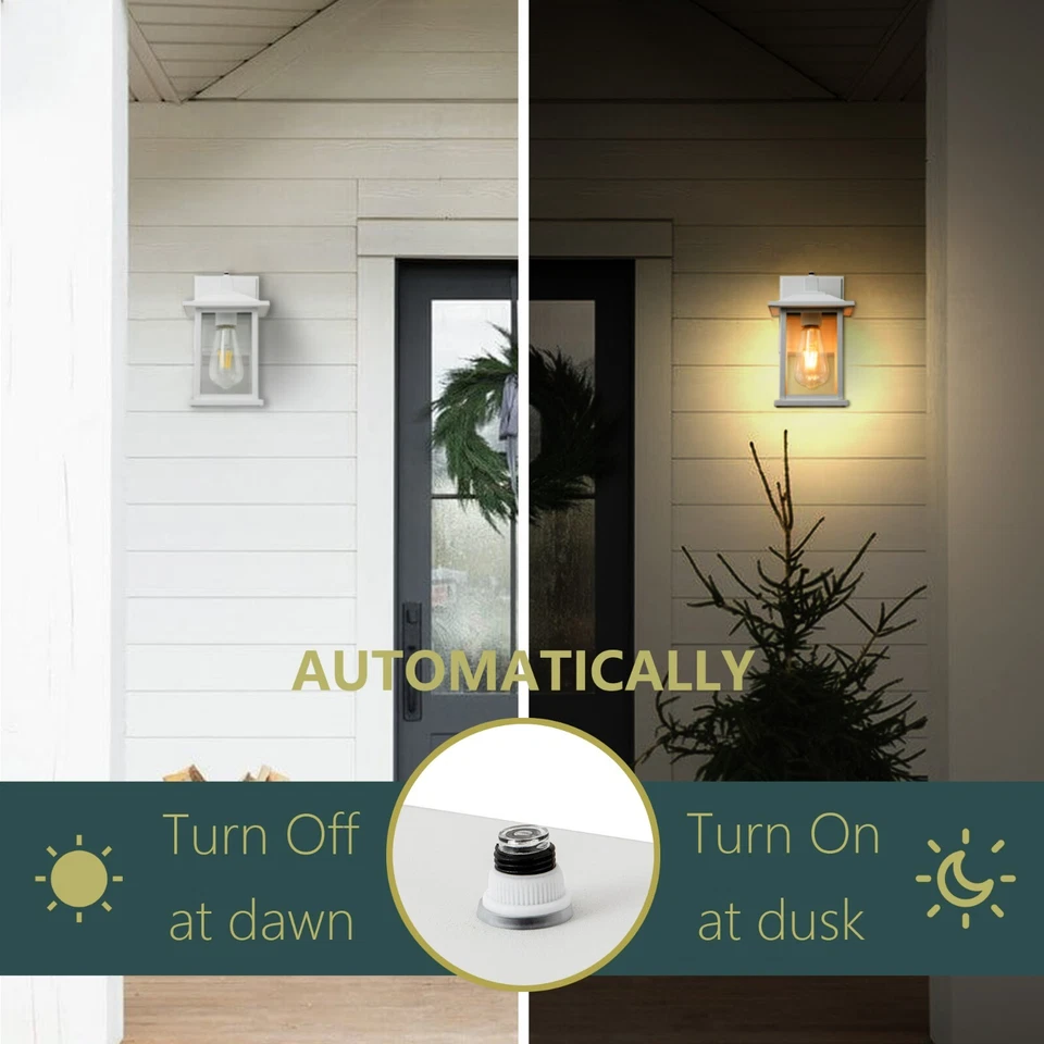 Dusk to Dawn Front Porch Lights with Outlet,White Outdoor Light with GFCI Outlet - Image 4 of 4