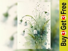 Schneegl&ouml;ckchen Blumen, 5" x 7" Druck von Original Aquarell Malerei