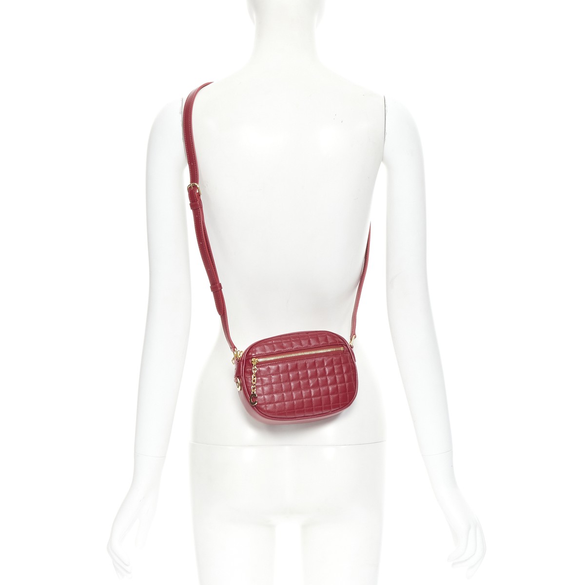 CELINE Hedi Slimane 2019 C Charm red quilted small crossbody camera bag |  eBay