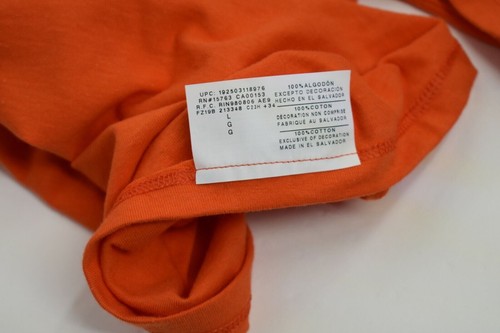 Champion Mens Classic Jersey Tee Large White Logo Orange Short Sleeve Large - 第 6/6 張圖片
