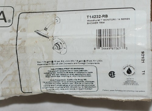 Delta T14232RB Woodhurst 14er Serie Duschverkleidung nur venezianische Bronze - Bild 5 von 6
