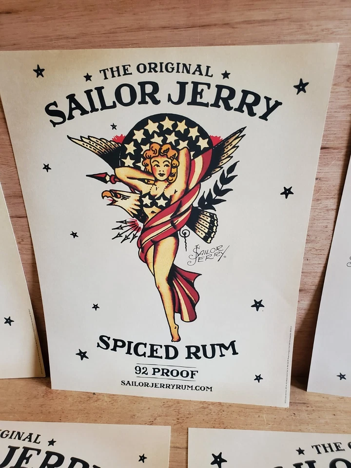 Sailor Jerry Rum Poster Print Complete Set of 5 Limited Ed 12" x 16" Tattoo Art - Image 3 of 4