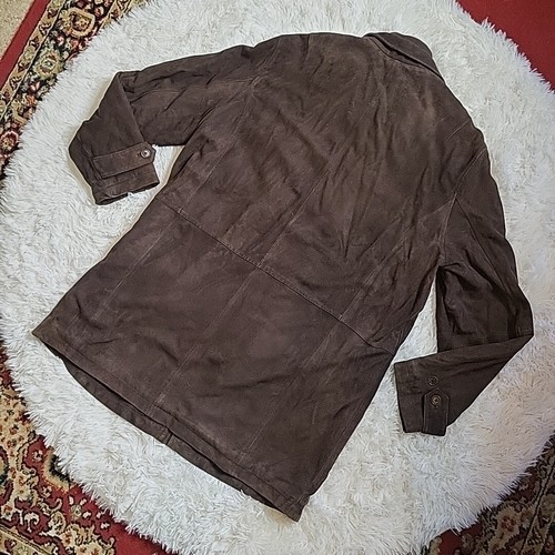 Brooks Brothers Men's Suede Leather Wool Lined Field Jacket Car Coat Brown Large - Picture 20 of 20