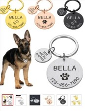Engraved Dog Pet ID Tag Personalized Name Phone Bone Flower Pet ID Name for Cat
