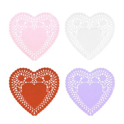 Heart Shaped Paper Doilies - 4 Inch Heart Doilies Lace Paper,160 Pcs Multicolor