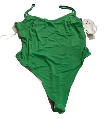 Haute Monde Women s Kelly Green Spaghetti Strap Bodysuit Small
