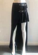 Versus Versace Black Asymmetric Georgette Pleated Skirt IT 44 UK 12 Long Maxi