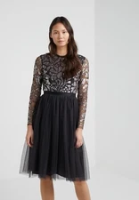 New Needle & Thread  FLORAL GLOSS BODICE MIDI DRESS Size UK8 US4 S/36