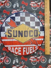 Sunoco Race Fuels Metal Tin Sign Gas Station Garage Mancave Automotive Car ⛽️ 