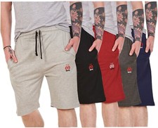 Mens Jersey Shorts Cotton Lightweight Branded Side Pockets Plain Gym Holiday