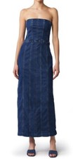 NWT REFORMATION JEANS ANAIS STRAPLESS DEINIM MIDI DRESS IN GRIFFIN SIZE 10