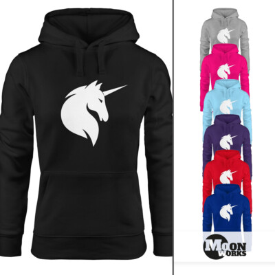 Hoodie Damen Einhorn Unicorn Sweatshirt Kapuze Kapuzenpullover