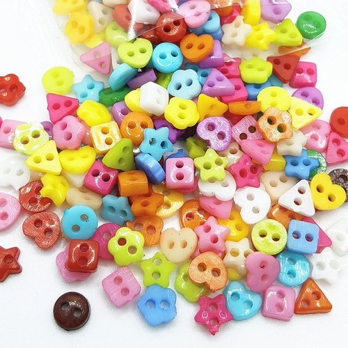 2 Holes Mini Resin Buttons Mixed Colors Shapes Sewing Craft Accessory 100/300Pcs - Picture 8 of 21