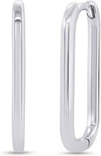 Plain Chunky Hoop Earrings For Women 14K Gold Plated Sterling Silver