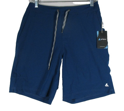 FIN Mens Swim Trunks Board Shorts Drawstring Side Pockets Size M Blue