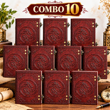 Leather Journal 7x5 Double Lock Diary 200 Blank Pages 10 Piece Gift Set