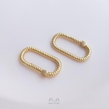 1PC 18K Gold Plated Carabiner Round Rectangle Push Clasp Closure Finding GBF212