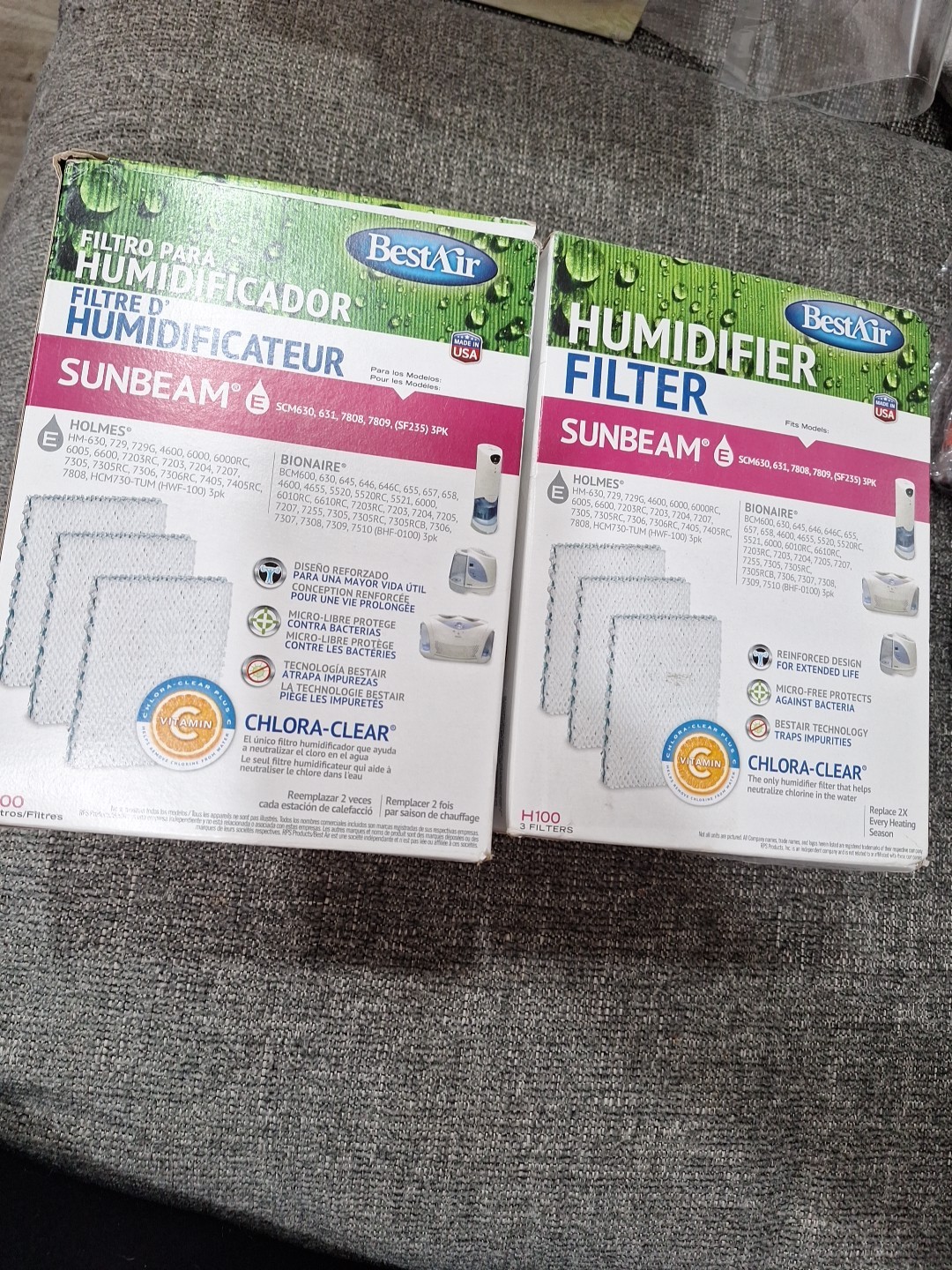BEST AIR SUNBEAM HUMIDIFIER FILTER E 3 PACK LOT OF 2 NEW IN BOX
