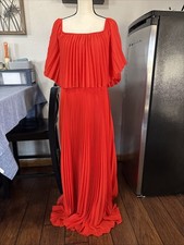 A Beautiful Soul Women’s B On Or Off Shoulder Pleated Orange Dress