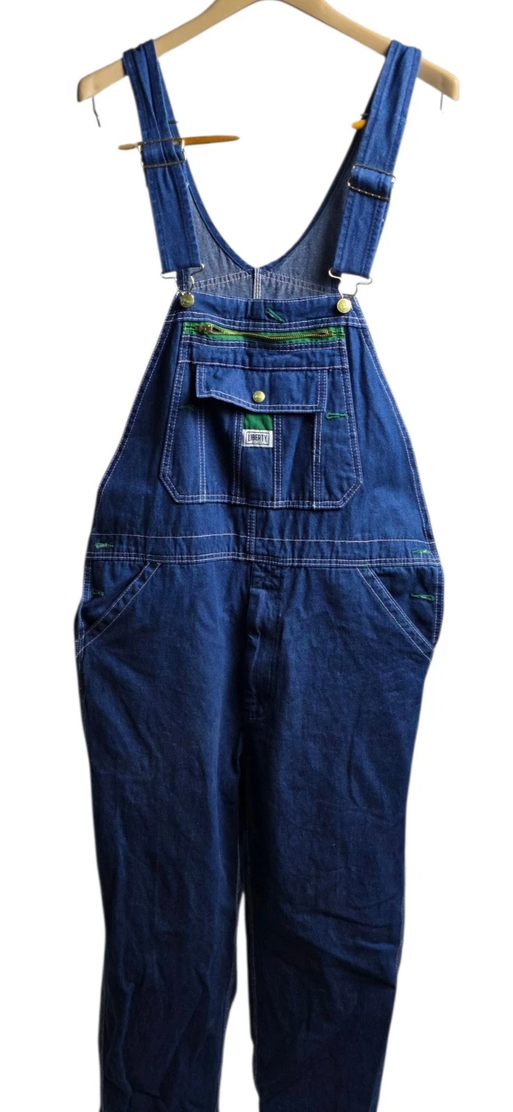 Liberty Blue Denim Overalls Mens 36x30 Bib Cargo Carpenter Workwear