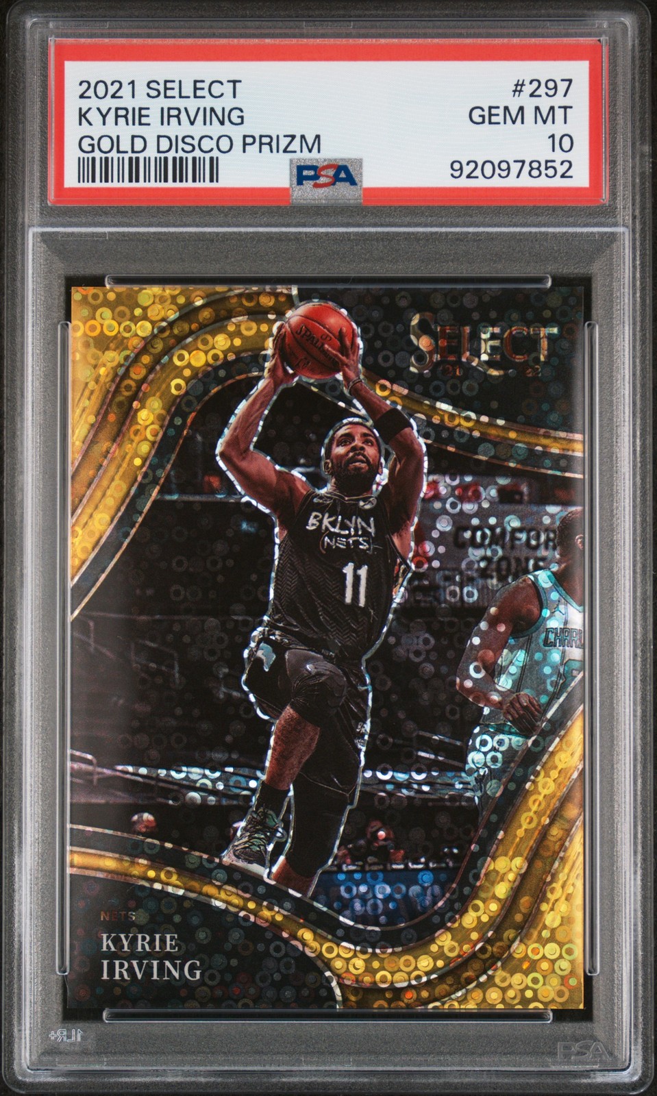 2021 PANINI SELECT GOLD DISCO PRIZM #297 KYRIE IRVING 2/10 PSA 10