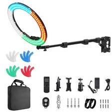 18” Ring Light with Wall Mount Stand and Wireless Remote, 4 Color 18 Inch