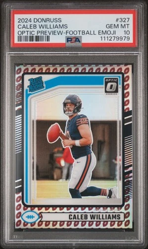 2024 DONRUSS #327 CALEB WILLIAMS OPTIC PREVIEW FOOTBALL EMOJI RC PSA 10