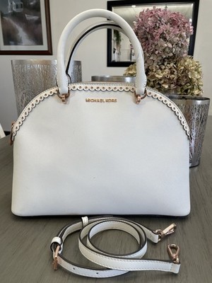 Michael Kors Emmy Saffiano/white Satchel Hand Bag
