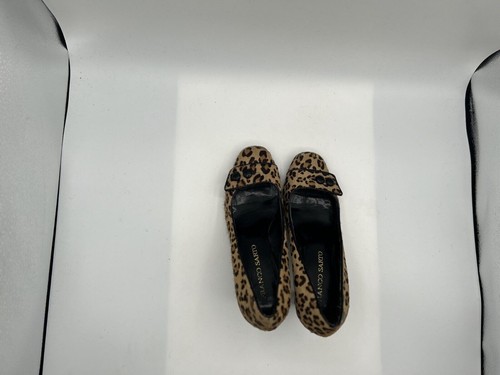 Franco Sarto Heels Women's Sz 7M Brown Suede Slip On Square Toe Leopard Print - Picture 4 of 6