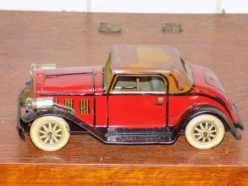 Vintage Marx Tin Wind Up Battery Lights Tin Toy Car