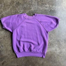 VTG 60s 70s Blank Raglan Short Sleeve Crewneck Sweatshirt Size M Purple