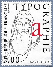 Timbre de 1986 - La Typographie Dessin de Raymond Gid - N° 2407