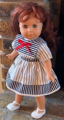 Vintage Gotz Doll Sally 16'' Blue Eyes Sailor Dress Soft Body Rooted Hair 1989