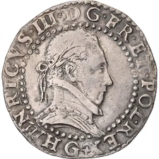[#1508147] France, Henri III, Demi Franc, 1587, Poitiers, Silver, VF, Gadoury:48