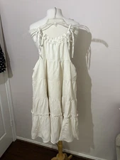 Boot Barn Cream Color Ruffle Tier Dress Size S. New With Tags