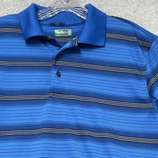 Ben Hogan Performance Mens Polo Shirt Blue Striped Medium Golf Casual Athleisure
