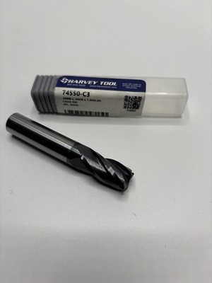 Harvey 74550-C3 solid carbide end mill 1/2''  1'' LOC 3'' OAL 4 flute  .050 ALTiN