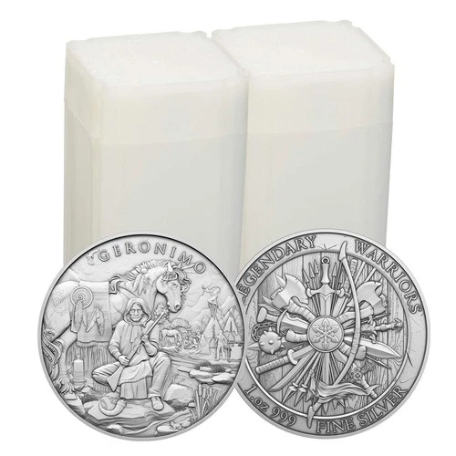 Lot of 40 - 1 Troy oz Geronimo Design .999 Fine Silver Round