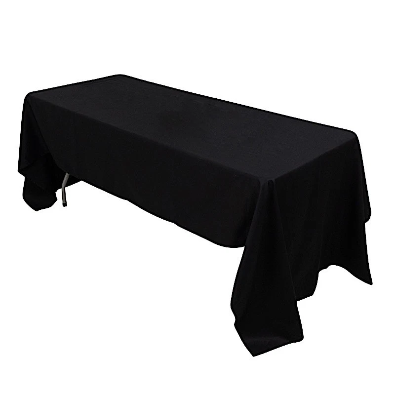 60x126" Black 100% COTTON TABLECLOTH High Quality Catering Home Dinner Linens - Image 3 of 4
