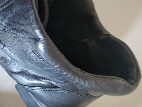 Vintage Y2K Thom McAn schwarze Leder-Stiefeletten mit eckiger Zehenpartie und klobigem Absatz Größe 7,5 - Bild 6 von 13