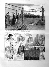 Original Old Antique Print 1885 Banquet Primrose League Lord Hampden Lewes 19th