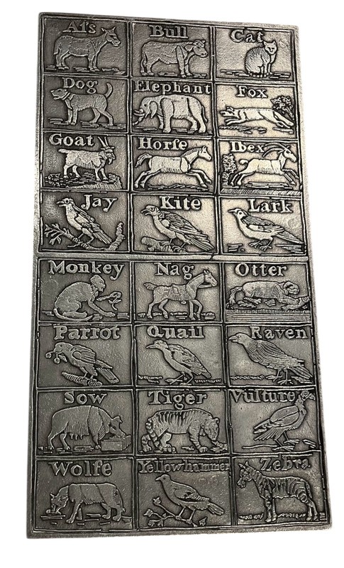 Vintage Wilton Alphabet Animal Tray 15x8 Pewter Aluminum