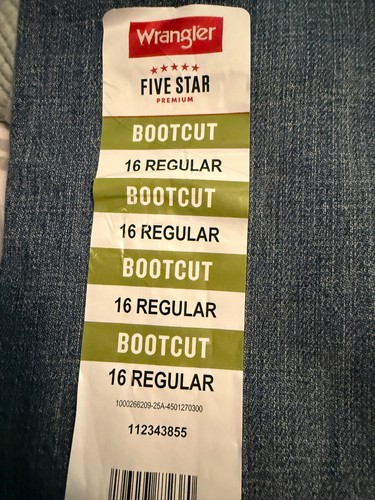 Boy's Wrangler Five Star Classic Bootcut Denim Jeans Size 16 Regular NEW - Picture 4 of 6