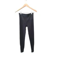 Spanx Leggings Women S/P Black Ankle Length Control Top Zipper Detail